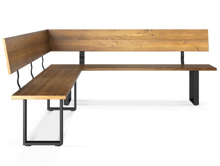 CURBY Eckbank, rustikale Altholzoptik, Material Massivholz