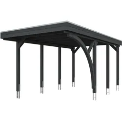 Skan Holz Carport Friesland 320x555 cm inkl. 1 Einfahrtsbogen Set E schiefergrau