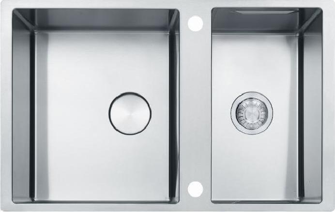 Franke BWX 120-41-27, Unterbauspüle, Rechteckig, Edelstahl, Edelstahl, 2 Becken, Kreis