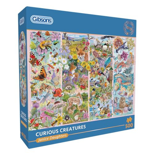 Gibsons Curious Creatures Legpuzzel met 500 stukjes - Kleurrijke wilde dieren en botanische natuur