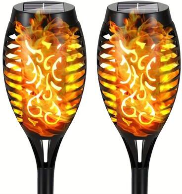 Inspire Curations Solar Flame Torch Lights Outdoor Solar Flame Lights With Waterproof LED Flicker For Garden & Yard 2pcs