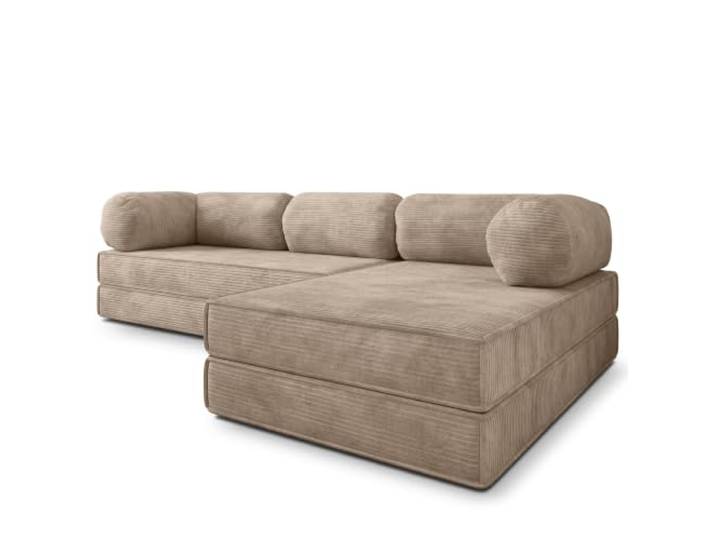 Masseno Schaumstoff-Ecksofas ETERA mit Schlaffunktion, Modulares Schlafsofa aus Schaumstoff, Klappbares Bodensofa, Boneless, Ohne Montage - Beige, POSO 02