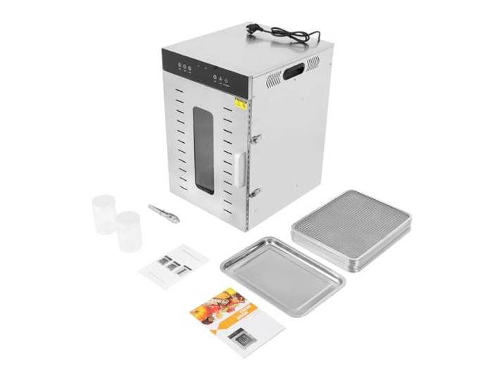 1350W Edelstahl Lebensmittel Dehydrator 16 Etagen mit Touchpanel horizontale Heißluftzirkulation Überhitzungsschutz Dörrgerät für Haushalt Café Bäckerei zum Trocknen von Kräutern Fleisch Obst Gemüse