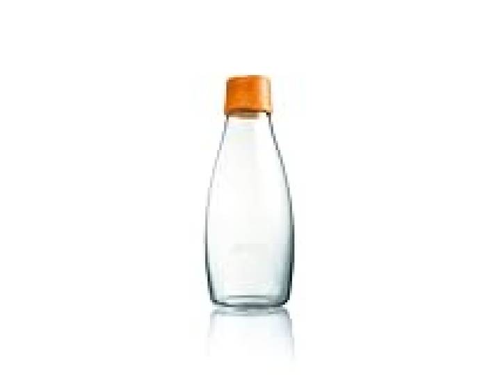 Retap ApS Grande Bouteille d'eau en Verre Borosilicate 0,8 Litre, Orange, 0.5 / Medium