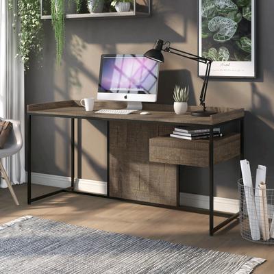 Furniture of America Jaxon Industrial 63-inch Steel Computer Desk with USB Ports
