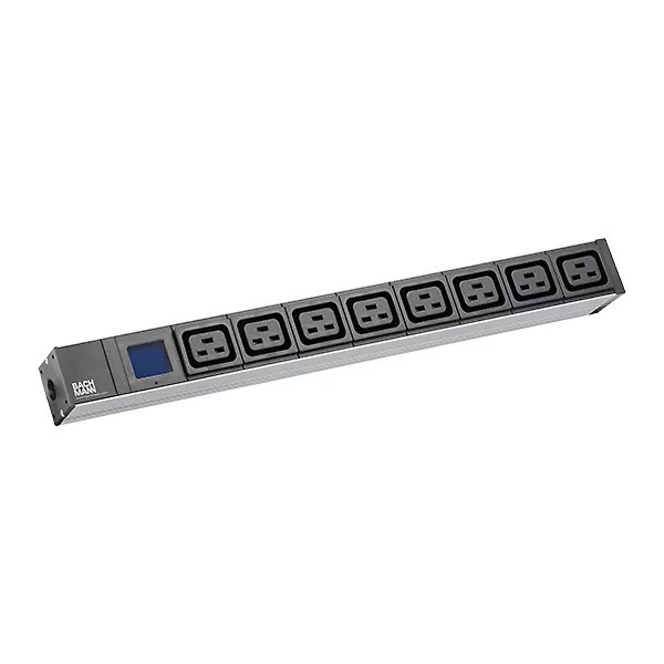 Bachmann BN0500 19 inch 1HE stroomverdeelunit met 8x C19-aansluitingen en 2,0 meter stroomkabel CEE7/7