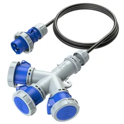 PCE 9432003 CEE Mehrfachsteckdose 16A 3p 6h mit Kabel und Stecker IP67