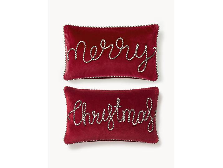 Housses de coussin rectangulaires en velours Jolly, 2 pièces