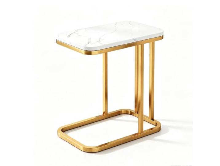 SilkRZlsss Moderner Marmortisch, Ablage, Schwarzer Metallrahmen Schmaler Sofatisch für Wohnzimmer, Schlafzimmer, Büro und kleine Räume, Beistelltisch, Nachttisch(#B)