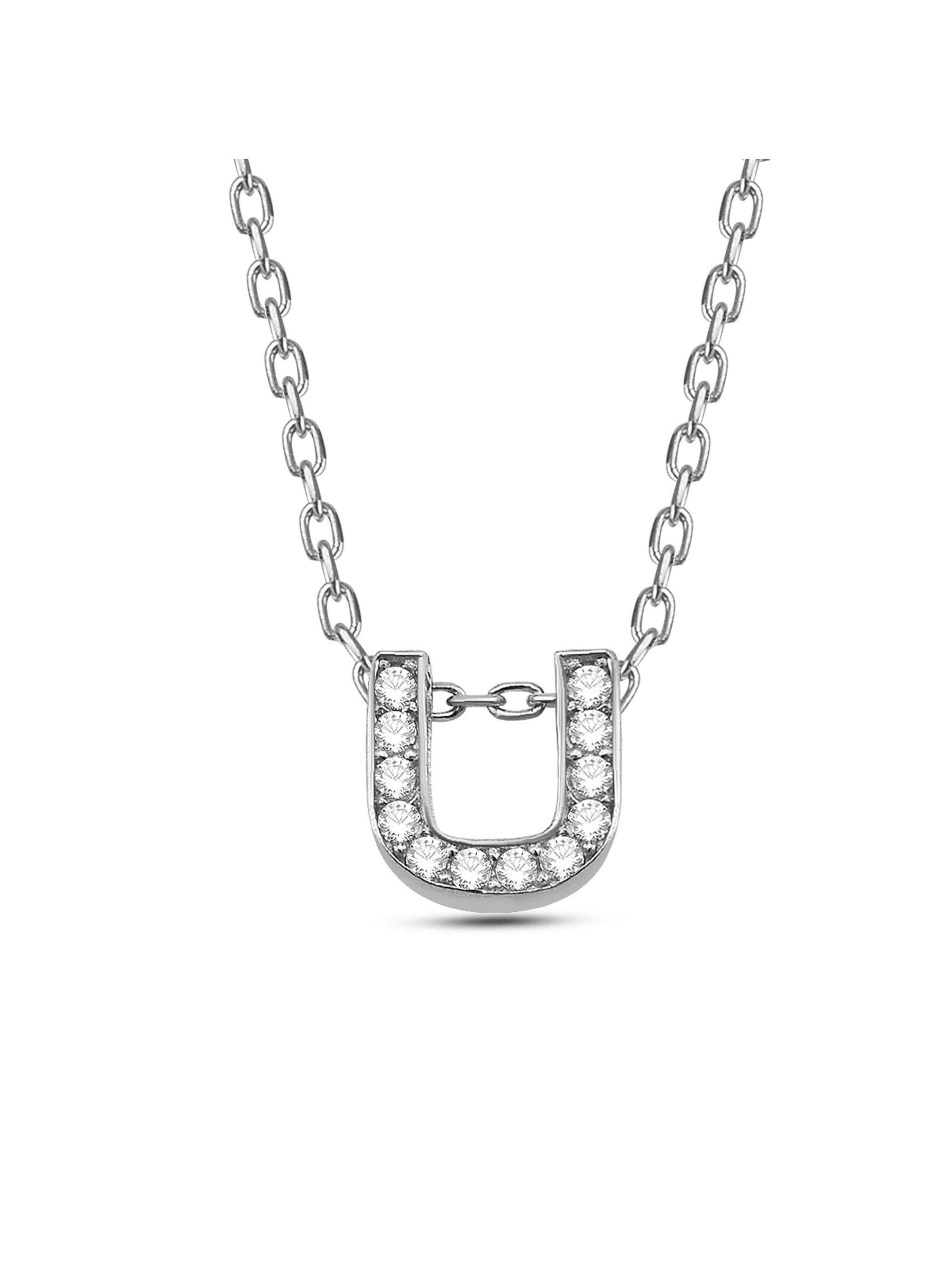Dkeniz Anhänger mit Kette Buchstabe U 925/- Sterling Silber