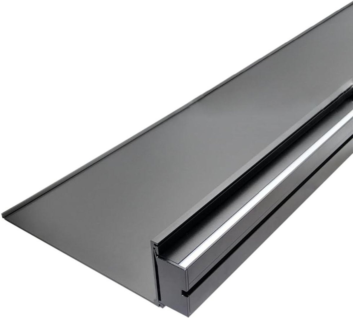 Zwart Zwevend Wandrek met LED-verlichting - Minimalistisch Metalen Design - B: 80 cm, D: 22,5 cm