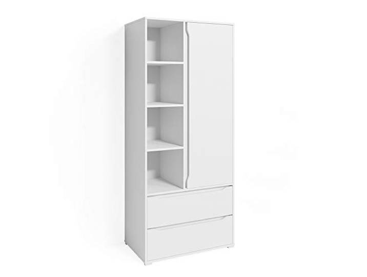 Vicco Kleiderschrank Ruben, Weiß, 80 x 189.9 cm zur Aufbewahrung von Kleidung und kombinierbar mit Ruben Möbeln
