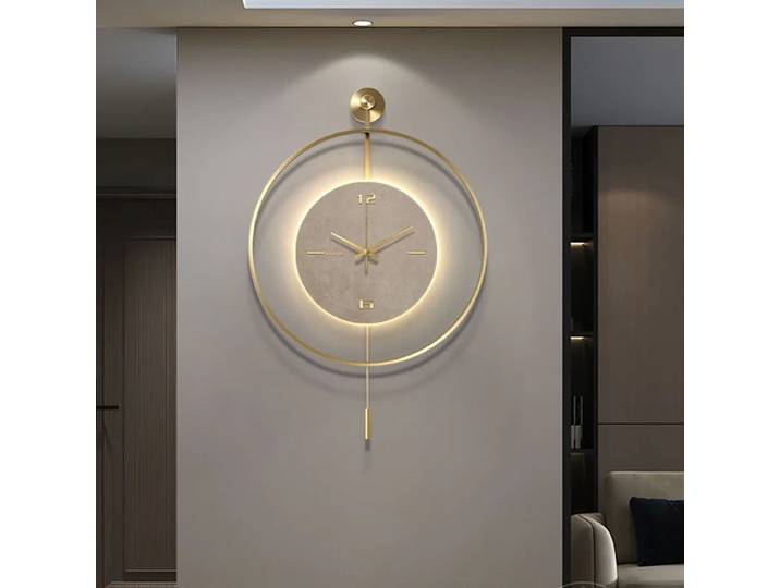​ Horloge murale surdimensionnée minimaliste, décor de salle à manger de luxe contemporain, galerie scandinave, Point focal, mouvement silencieux