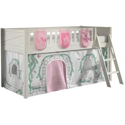 KINDERBETT Karyl 208x114x135 Massivholz Weiß Textilset Birdy 3