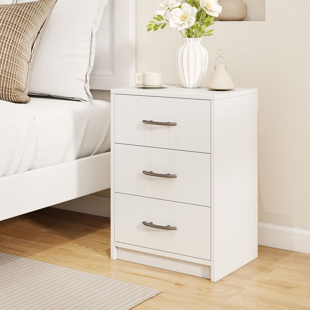 costway 38cm W Particle Board Bedside Table White 54cm H X 38cm W X 28cm D