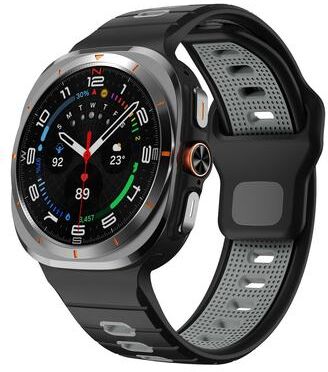 United Samsung Galaxy Watch Ultra Silicone Sport Band With Reverse Buckle And Striped Design black Gray