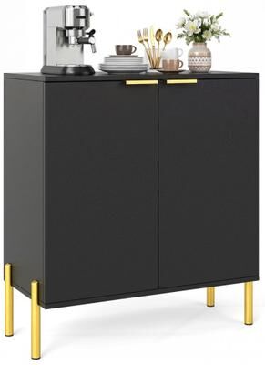 Costway 2-Door Buffet Cabinet Sideboard with Shelf and Metal Legs-Black