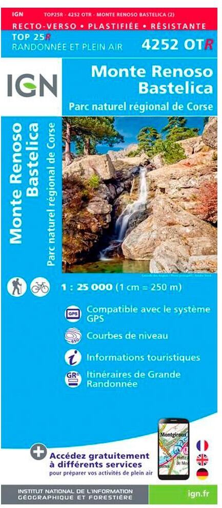IGN  - 4252OTR Monte Renoso, Bastelica, Parc naturel régional de Corse - Résistante - Carte