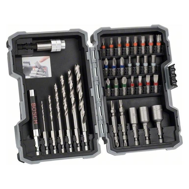 Bosch Professional Zubehör 35-teiliges Set mit Bohrern und Schrauberbits, HSS, Extra Hard, PH, PZ, SL, H, T (2607017327)