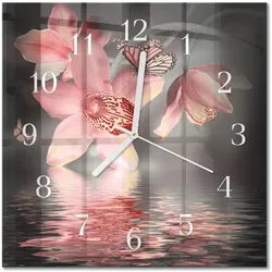 WANDUHR aus Glas 30x30 cm - Orchidee