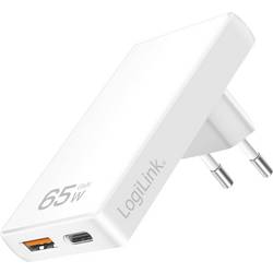 LogiLink PA0368 USB Ladegerät 65 W USB-A Buchse, USB-C® Buchse Quick Charge 4.0, USB PD 3.0 Weiß Innenbereich, Steckdose USB Power Delivery (USB-PD)