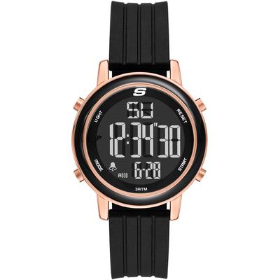 Chronograph SKECHERS "WESTPORT", schwarz (schwarz, schwarz), Armbanduhren, Damen, roségoldfarben, Chronograph, Quarzuhr, Armbanduhr, Damenuhr, Herrenuhr, Silikonarmband, digital