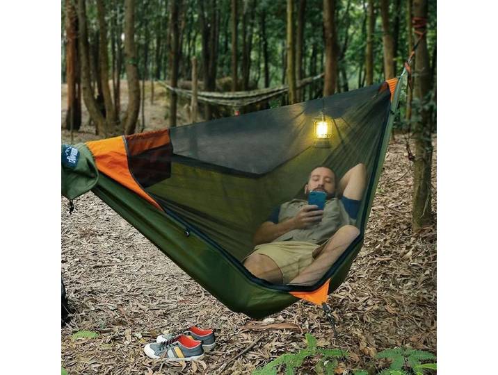 Hamac de Bushcraft à Déploiement Rapide TRAVELER avec Moustiquaire, Ligne de Délimitation Intégrée et Conception Anti-Roulis pour le Camping en Plein Air