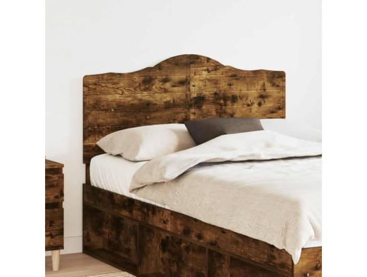 Modernes Kopfteil aus Engineering Holz in Eiche geräuchert, schlicht und elegant, mit eingearbeiteter Rückseite, passend für verschiedene Bettrahmen, einfache Montage.