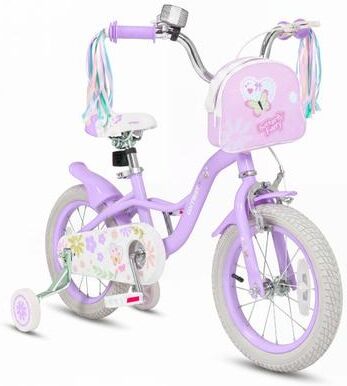Costway 14 Inches Girls Bike with Front Bag and Streamers for 3-5 Years Purple