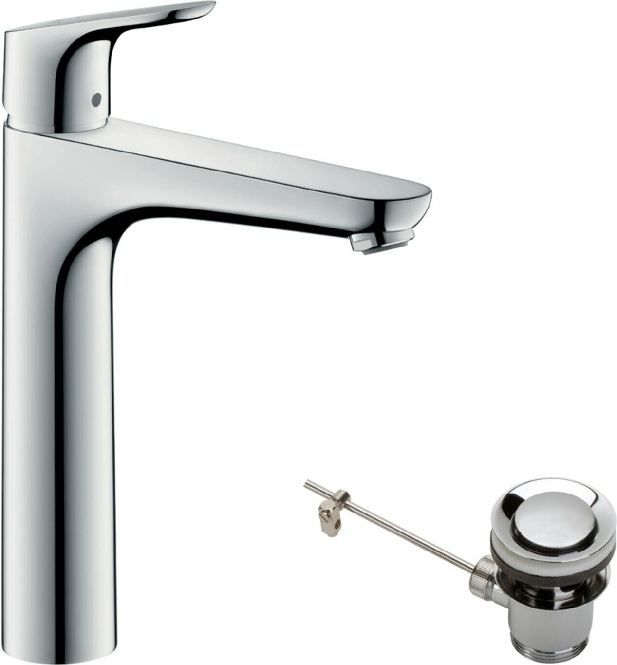 Hansgrohe Waschtisch-Einhebelmischer 190 Focus mit Zugstangen-Ablaufgarnitur, chrom (31608000)