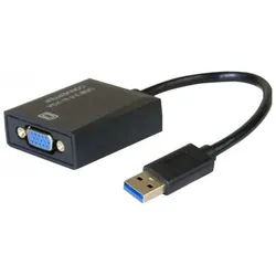 Exertis Connect USB 3.0 Grafikkarten VGA Adapter Fügen Sie Ihrem Computer schnell eine Grafikkarte hinzu (VGA, 23 cm), Data + Video Adapter, Schwarz
