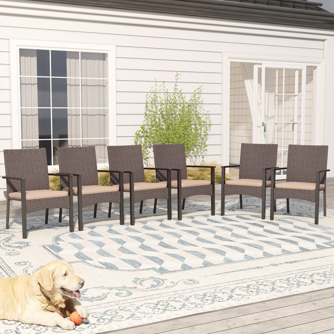 ClassicLiving Outdoor Patio Dining Armchair with Cushion Black 87.6cm H X 57.8cm W X 61.1cm D