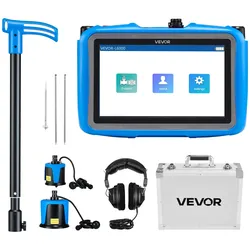 VEVOR Rohr-Wasserleckdetektor, 1 Hz – 10000 Hz, 7-Zoll-Touchscreen-Lecksuchgerät für 5 m lange unterirdische Rohrleitungen – mit mittlerem & großem Sensor, 3 Abhörstäben, Kopfhörer & Etui