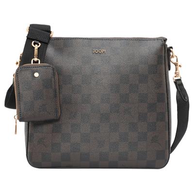 Umhängetasche JOOP "cortina piazza jasmina shoulderbag mvz", Damen, Gr. B/H/T: 27cm x 25cm x 6cm, braun (dunkelbraun), Lederimitat, Taschen Umhängetasche, mit kleiner Münztasche