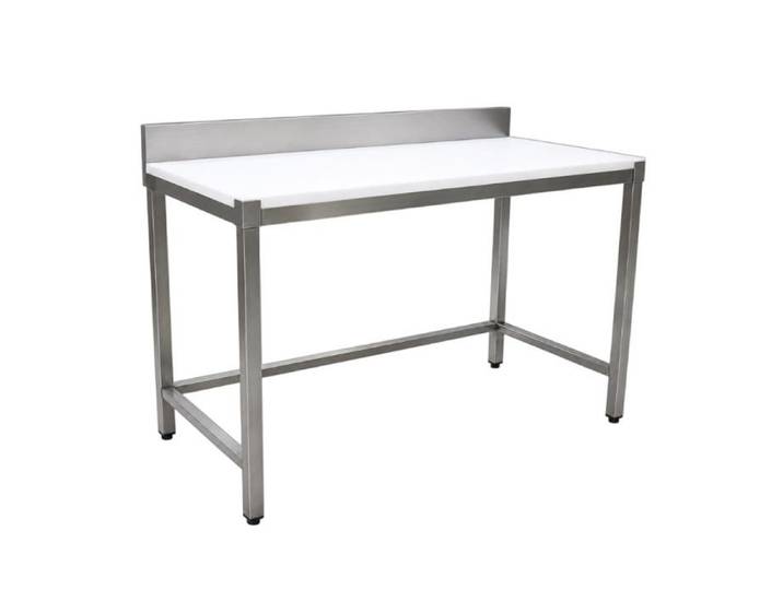 Table de découpe adossée - PESAGE MB - 1200 x 700 mm - Dosseret 100 mm - Inox - Charge 100 kg