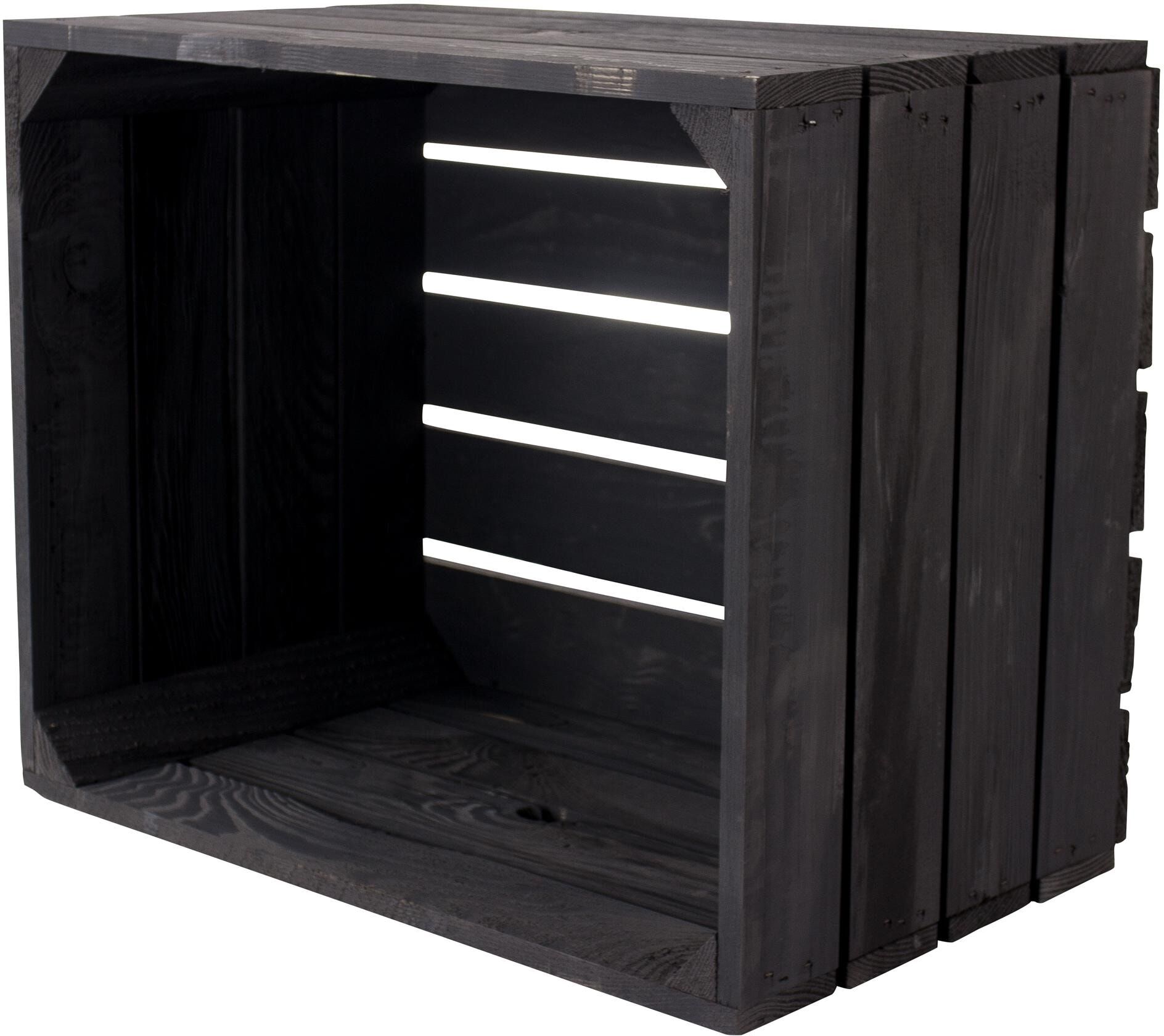 Holzkiste HOLZ ZOLLHAUS "Holz Zollhaus Holzharasse Vintage", schwarz, B:50cm H:40cm T:30cm, Aufbewahrungsboxen, Holzkiste schwarz B/H/T: 50cm x 40cm x 30cm