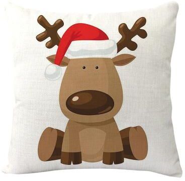 Uplift Treasures Merry Christmas Linen Pillow Cover With Deer And Tree Design 19