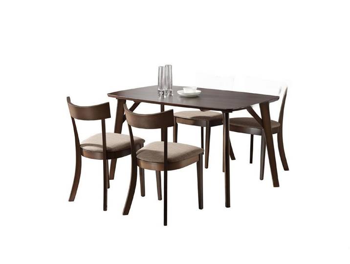 JVmoebel Esszimmer-Set Echtholz Tisch mit 4 Stühlen in Schwarz für stilvolles Essen, (Esszimmer-Set, Küchen-Set), Made in Europa