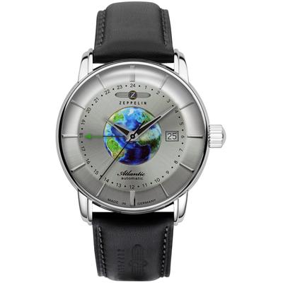 Automatikuhr ZEPPELIN "Atlantic Automatic GMT", grau (schwarz, silberfarben, silberfarben), Armbanduhren, Herren, silberfarben, Automatikuhr, Armbanduhr, Herrenuhr, Datum, Made in Germany