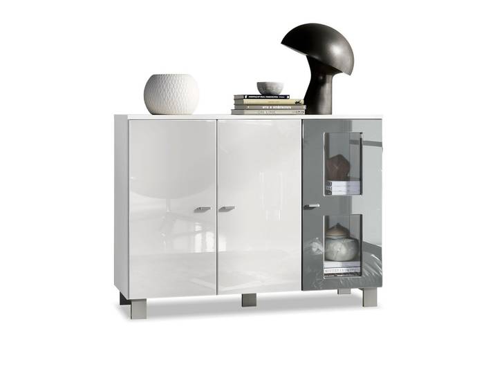 SIDEBOARD Denjo Tür in Grau Hochglanz