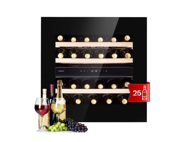 Klarstein Weinkühlschrank Rhone 25 Duo, für 25 Standardflaschen á 0,75l,Wein Flaschenkühlschrank Weintemperierschrank Weinschrank Kühlschrank