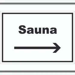 HB-Druck Sauna Aufkleber mit Text und Richtungspfeil rechts Erholung Entspannung waagerecht A0 (841x1189mm)