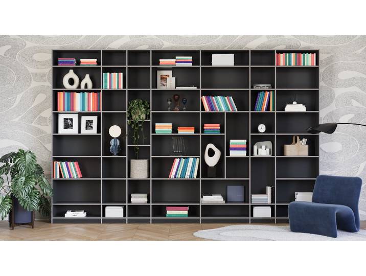 Schwarzes Bücherregal in Multiplex-Optik Premium Dekore Schwarz Multiplex Kante