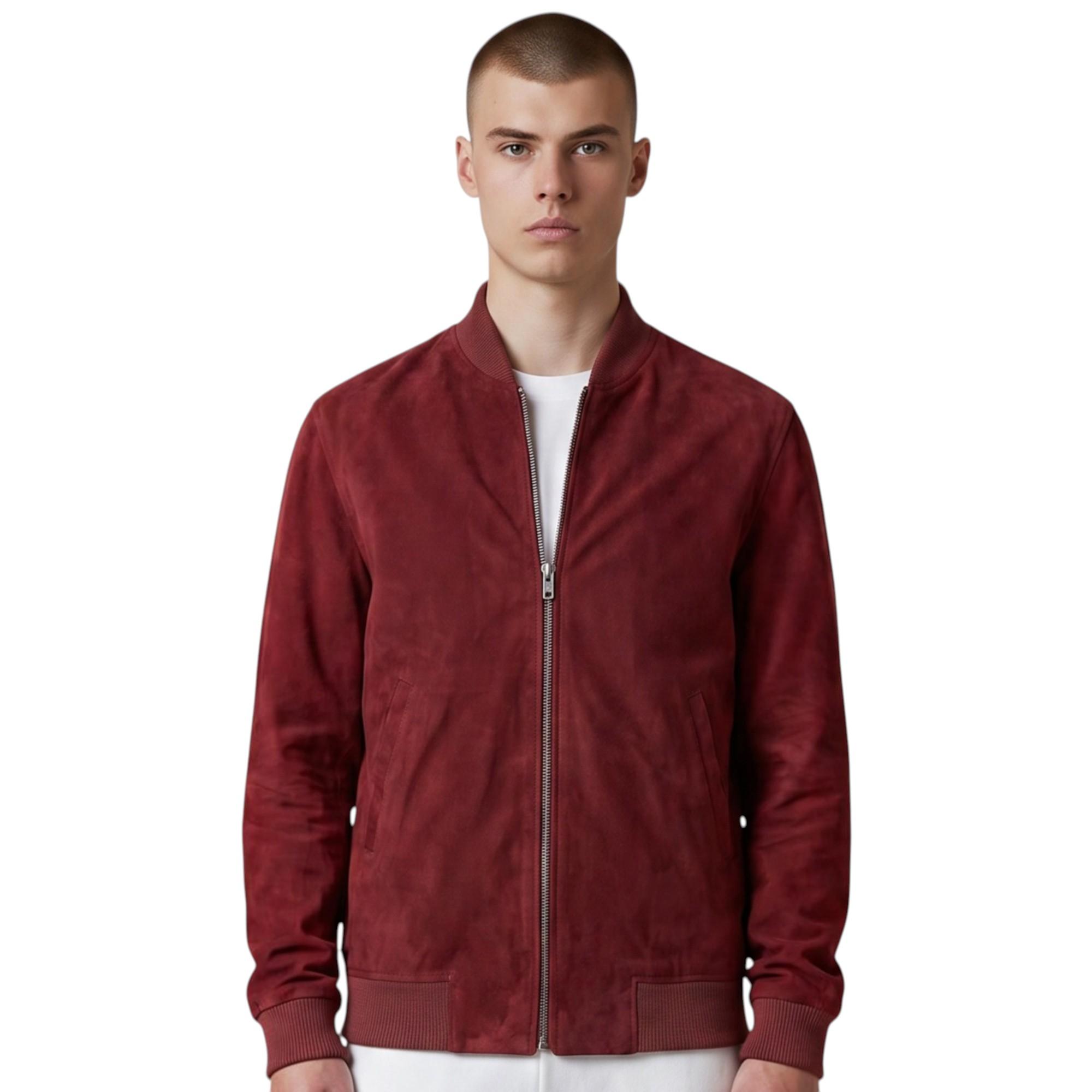 Infinity Leather Goat Suede MA-1 Bomberjacke, Herren - Bordeaux