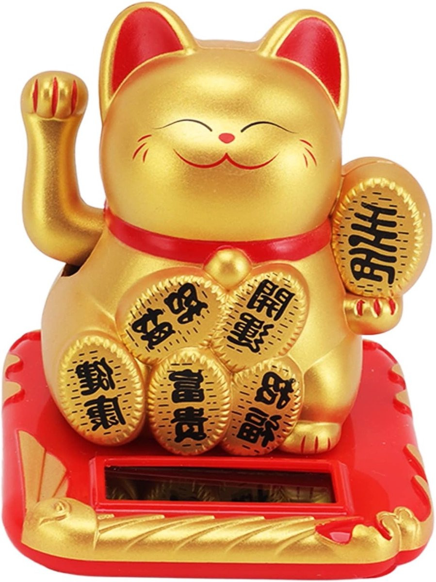 Gelukkige Waving Cat Zonnewijzer voor op tafel, Chinese Feng Shui decoratie voor geluk