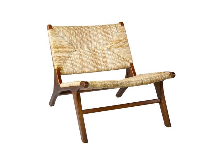 Fauteuil en bois marron et beige