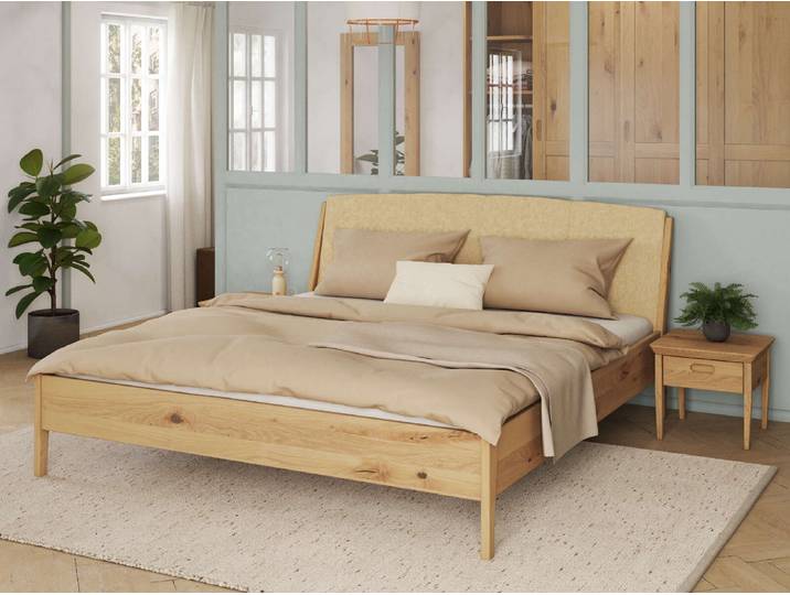 Wildeichenbett Hell „Oliver“ 160 x 210 cm Massivholz Wildeiche Hell