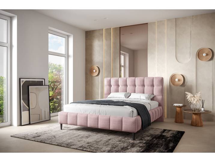 Polsterbett Bayless mit Bettkasten 140 x 200cm Microfaser Pink/Rosa