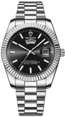 Fashion Sheath Premium Mens Quartz Watch Business Casual Waterproof Wrist Watch With Luminous Calendar Display silver Black
