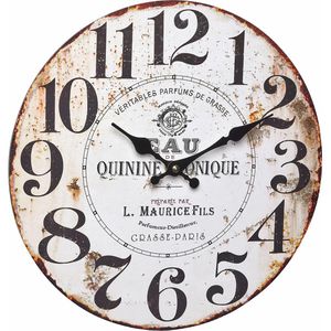 TFA Wanduhr 60.3045.10 Quinine Tonique, Holz, analog, Quarzuhr, Ø 33,7 cm, weiß